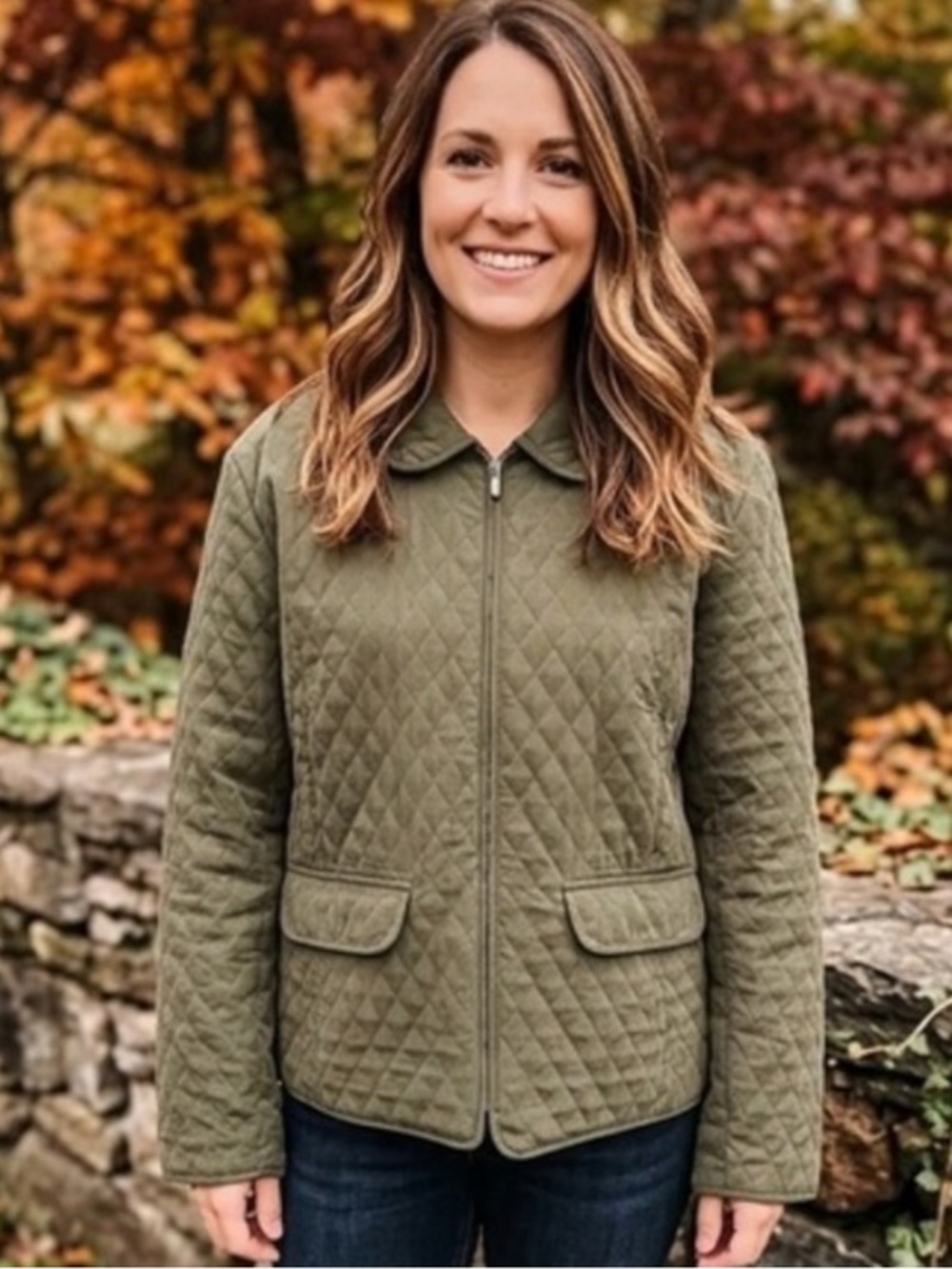 Christopher & Banks Quilted Olive Utility Jacket